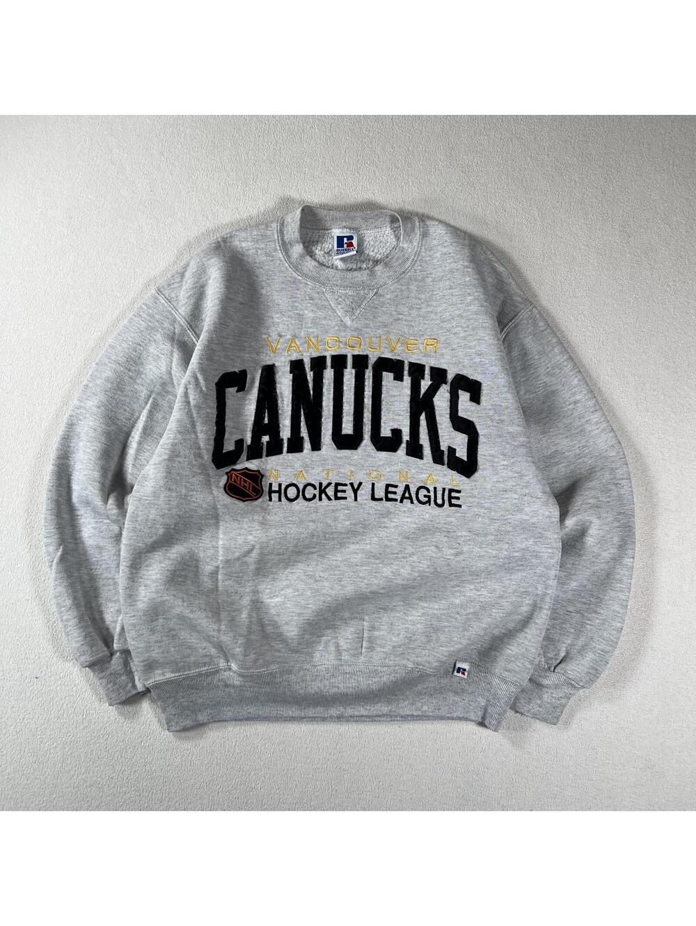Vintage 90s Vancouver Canucks Russell Athletic Spellout Crew